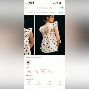 Anthropologie En Saison Josephine Top polka dot, scalloped ruffle sleeve tank